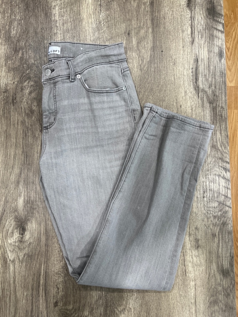 LOFT Gray High-Rise Straight Jeans/Girlfriend